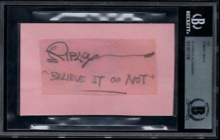 Robert Ripley (d.  1949) Signed Cut 3x5 Index Autographed Bas Believe It Or Not
