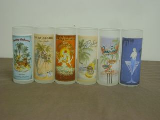 Tommy Bahama Hawaiian Frosted Glass Tumblers Set Of 6 Vguc
