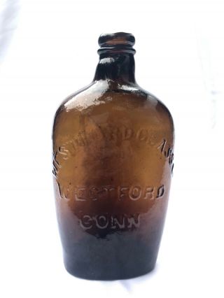 Mid 19th Century Westford Glass Co.  Sheaf Of Wheat 1/2 Pt.  Historical Flask