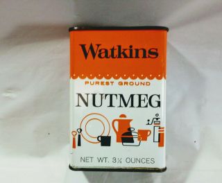 Vintage Advertising Watkins Nutmeg Spice Tin Can