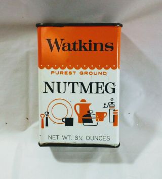 Vintage Advertising Watkins Nutmeg Spice Tin Can 3