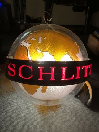 1968 Schlitz Beer Globe Animated Motion Light Up World Globe Sign Authentic