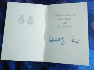 Queen Elizabeth Ii And Prince Philip Rare 1988 Christmas Card