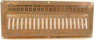 Seeburg Crown Symphonola: Brass Song Selection Faceplate 9 & 1/2 X 3 & 7/8 "