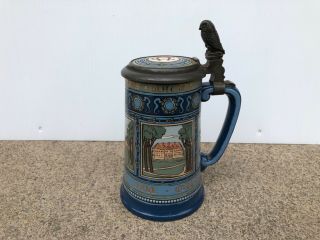 Early Villeroy & Boch Mettlach Germany Etched Beer Stein 2872 Cornell