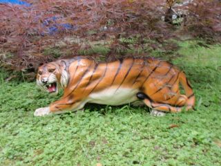 Very Large Tiger 32 X 11.  25 Inches Ceramic Wild Animal Decorative Garden