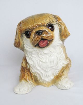 Townsends Signed Rare Hand Painted Ceramic Life Sized Pekingese Dog Figurine