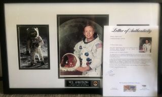Neil Armstrong Signed Autograph Photo Framed Authenticated By Psa Dna No.  Ad02356