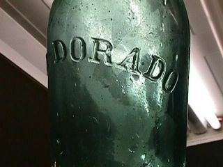 1870 ' S EL DORADO SHORT GREEN BLOB TOP SODA BOTTLE NORTHERN CALIFORNIA CA CALIF 6