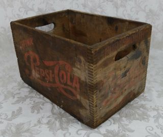 Vintage Antique Pepsi Cola Soda 24 Bottle Wood Crate Portsmouth Nh