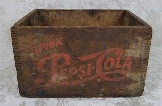 Vintage Antique Pepsi Cola Soda 24 Bottle Wood Crate Portsmouth NH 2