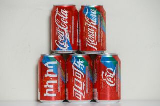 2008 Coca Cola 5 Cans Set From Puerto Rico,  Beijing 2008