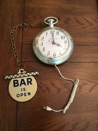 Spartus Backward Clock,  With Chain And Open/closed Sign,  Vintage