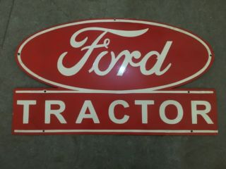 Porcelain Ford Tractor Service Enamel Sign 21 X 35 Inches