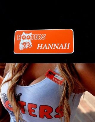 Hooters Uniform Hannah Name Tag Nametag Waitress Bartender Badge Pin
