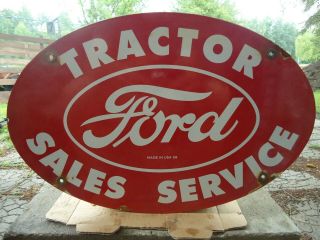 Old 1959 Dated Ford Tractor Sales - Service Porcelain Dealership Sign