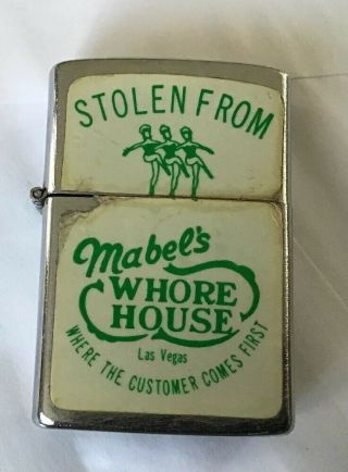 Vintage Mabel’s Whore House Lighter Las Vegas Souvenir Rockette Graphic My - Lite