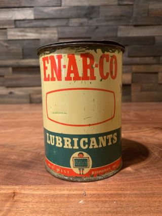 Rare Enarco En - Ar - Co Oil Lubricants Can Mid West Refineries 1 Pound Can