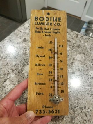Vtg Bodine Lumber Co Wood Advertising Thermometer Hunterdon County,  Nj