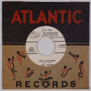 Buddy Thompson: This Is The Night Us Atco Rockabilly Rock Promo 45 Nm