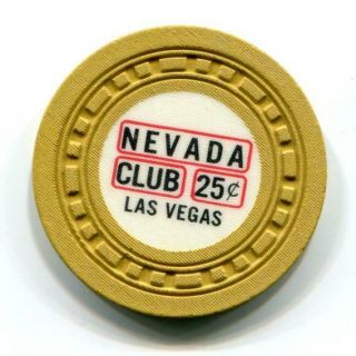 Downtown Las Vegas Nevada Club 25¢ Casino Chip Sq Sq Rect 1962 Cr N6890