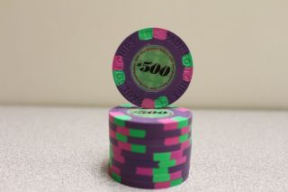 10 Paulson Classics Top Hat & Cane $500 Casino Poker Chips - Very Rare
