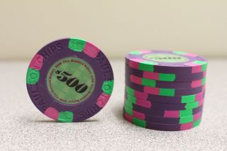 10 Paulson Classics Top Hat & Cane $500 Casino Poker Chips - VERY RARE 2