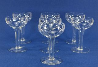 Vintage Hollow Stem Coupe Champagne Glasses,  (7) Mid - Century Barware Stemware 2