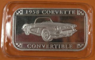 1958 Corvette 1 Oz Pure Silver Bar - Official Gm Licensed