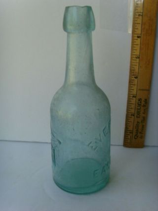 Antique “EVERHART ' S – EASTON PA,  ” Squat Blob Soda Bottle 1860 - 1875 54/38 4