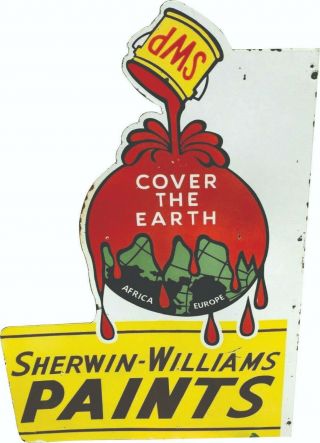 Vintage Sherwin - Williams Porcelain Sign Size 36 " X 24.  25 " Inches Double Sided