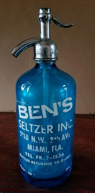 Blue Antique Seltzer Bottle Miami Florida Fall Ben 