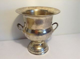 Brass Champagne Cooler Silver Ice Bucket Large Trophy Urn W/ Handles Vintage