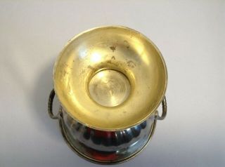 Brass Champagne Cooler Silver Ice Bucket Large Trophy Urn w/ Handles Vintage 3
