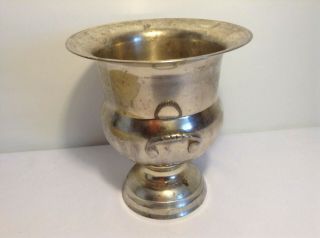 Brass Champagne Cooler Silver Ice Bucket Large Trophy Urn w/ Handles Vintage 5