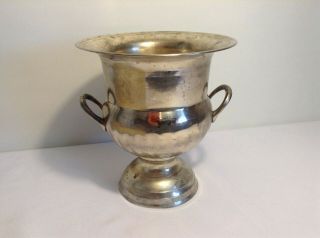 Brass Champagne Cooler Silver Ice Bucket Large Trophy Urn w/ Handles Vintage 6