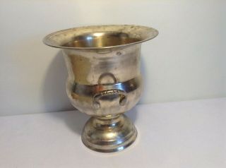 Brass Champagne Cooler Silver Ice Bucket Large Trophy Urn w/ Handles Vintage 7