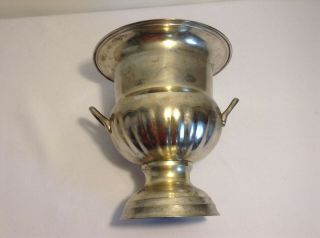 Brass Champagne Cooler Silver Ice Bucket Large Trophy Urn w/ Handles Vintage 8