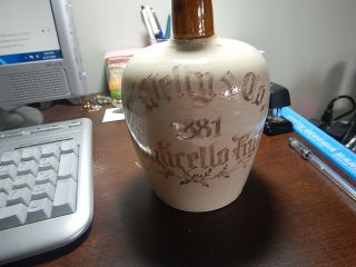 Old Quart Whiskey Jug Gold Letters P.  Welty & Co 1881 Monticello Rye Estate Item