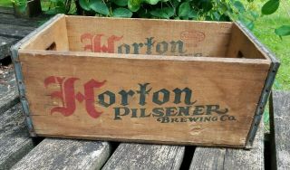 Old Advertising Wood Beer Crate Horton Pilsener Brewing Co York