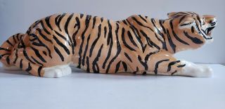Vintage Ceramic Growling Bengal Tiger In Defensive Mode By Arnel 