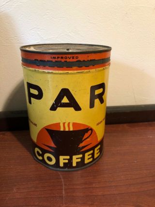 Vintage Tin Coffee Can 2 Pound Par Coffee Rare