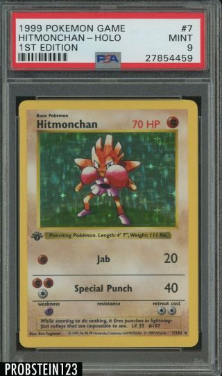 1999 Pokemon Game 1st Edition 7 Hitmonchan - Holo Psa 9