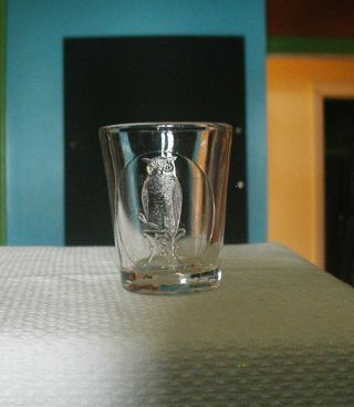 Druggist Or Pharmacy Dose Glass Cup Owl Drug Company Double Wing Variety.