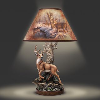 Rustic Deer Forest Table Lamp 10 Point Buck Statue Sculpture Light Lamps