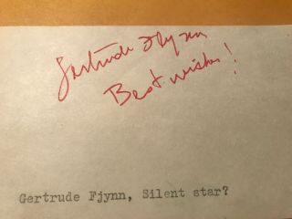 Gertrude Flynn Autograph,  Stage And Film Actress