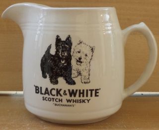 Black & White Scotch Whisky Ceramic Pitcher / Water Jug By Buchanan 