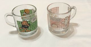 Vintage 1978 Mcdonalds Garfield Glass Coffee Mug Cup Set Of 2 - Jim Davis (b - 1)