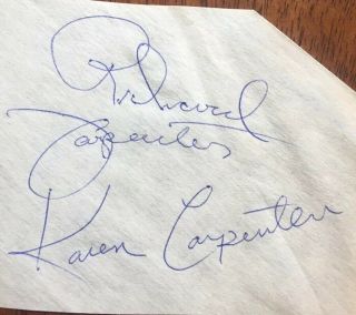 Karen Carpenter And Richard Carpenter Signed Paper Singers
