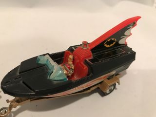 Vintage 1960s Corgi Batmobile 267 & Batboat W/ Trailer 107 W/ Batman & Robin 8